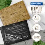 Тетрадь для нот А4, 24 л., обложка мелованный картон, горизонтальная, на скобе, BRAUBERG, "Классика", 404640