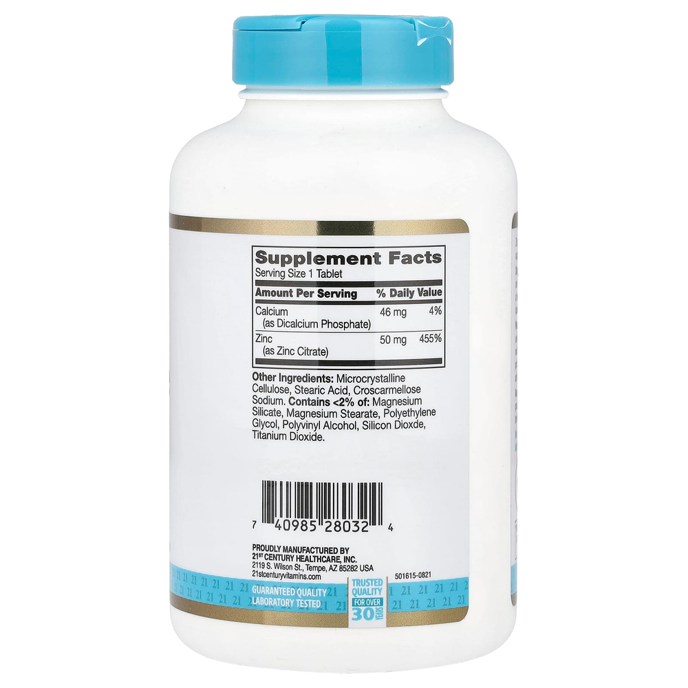 21st Century, цитрат цинка, 50 мг, 360 таблеток