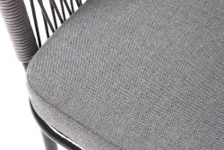 "Марсель" стул плетеный из роупа, каркас алюминий темно-серый (RAL7024) муар, роуп светло-серый круглый, ткань светло-серая