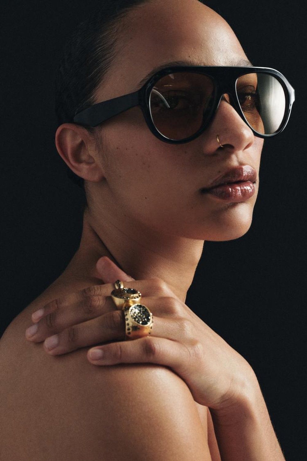 ZARA НАБОР ИЗ 3 МЕТАЛЛИЧЕСКИХ КОЛЕЦ СО СТРАЗАМИ, ЗОЛОТИСТЫЙ