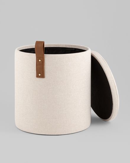 Пуф с ящиком Эркки рогожка S белый