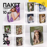 Пакет подарочный 14х20см "Ангелочки" (Микс)