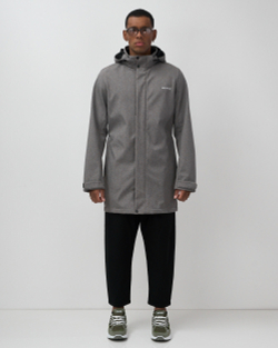 Парка спортивная мужская с капюшоном softshell серого цвета 9565Sr