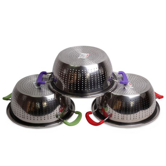 Дуршлаг 22 см. из нержавеющей стали Kamille KM-4357 с двумя силиконовыми ручками