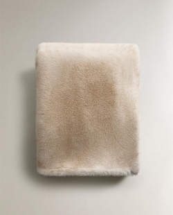Zara Home - Двухстороннее Меховой плед, песочный, 140x190 см