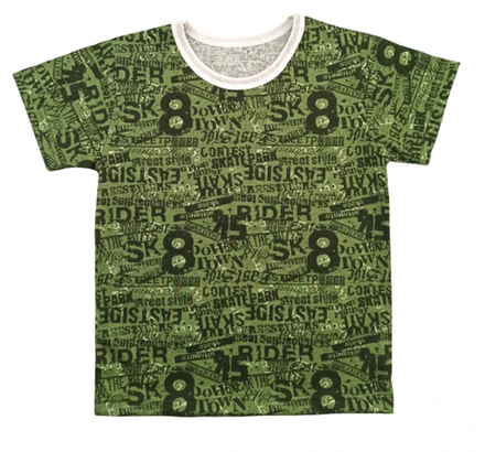 Футболка для мальчика 411/107 зеленая, надпись