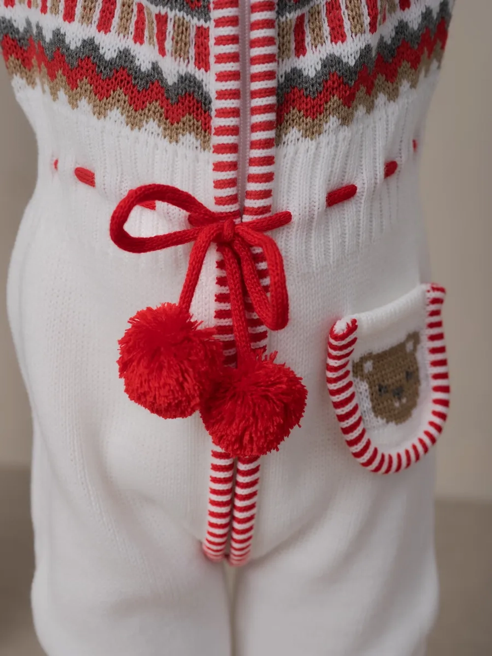 Вязаный комбинезон для новорожденных и малышей на молнии