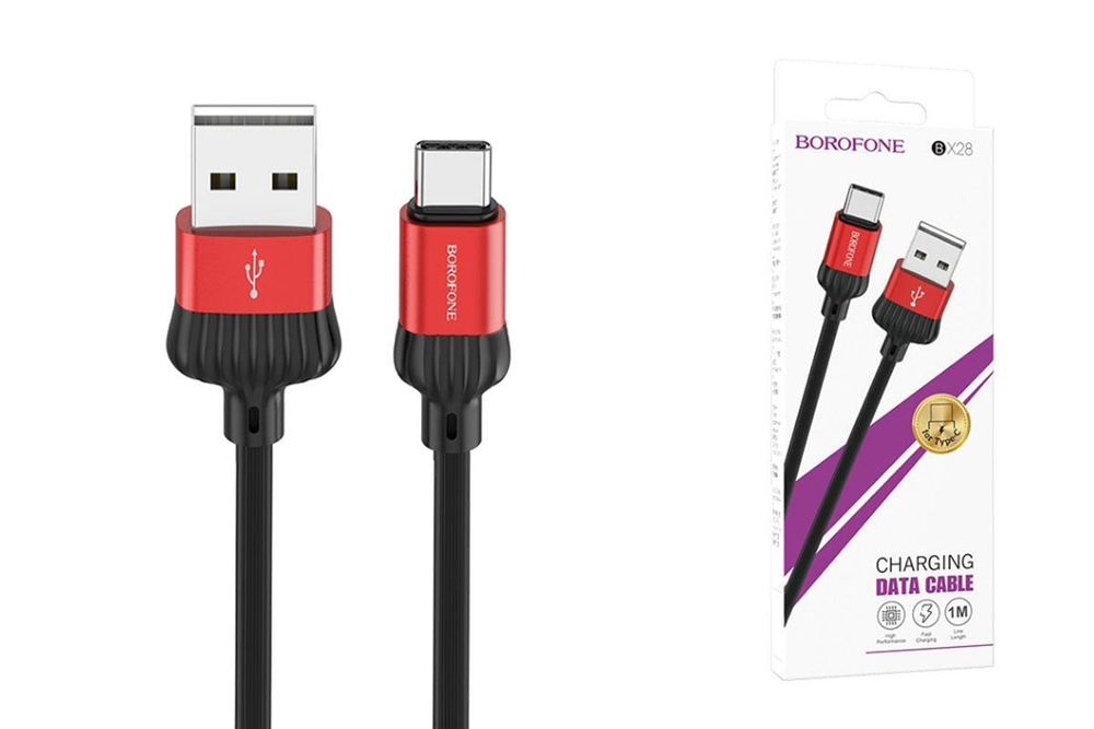 Кабель USB - TypeC BOROFONE BX28 (красный) 1м