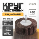 Круг лепестковый радиальный ТУНДРА, 80×30×6 мм, Р60