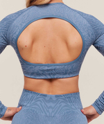 Топ GYMSHARK Adapt Animal Long Sleeve Crop Top Blue