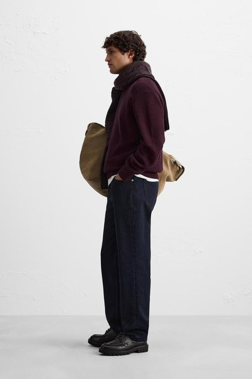 ZARA СВИТЕР ЖЕМЧУЖНОЙ ВЯЗКИ, БОРДОВЫЙ