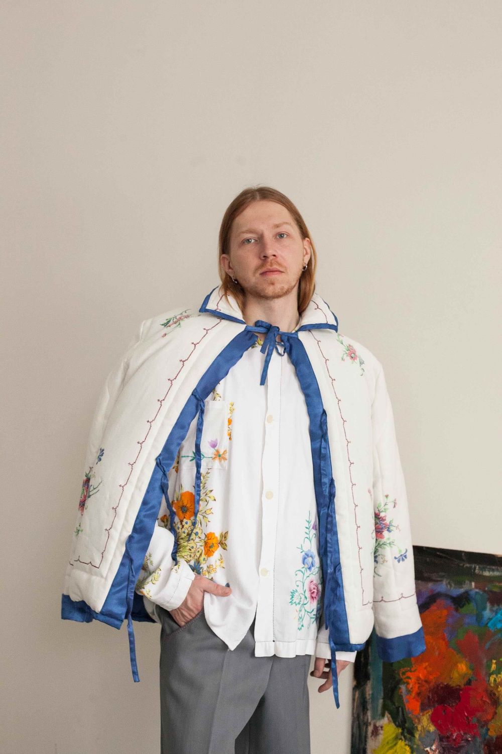 Куртка Soeurs Ocean Blue Silk Puffer Jacket