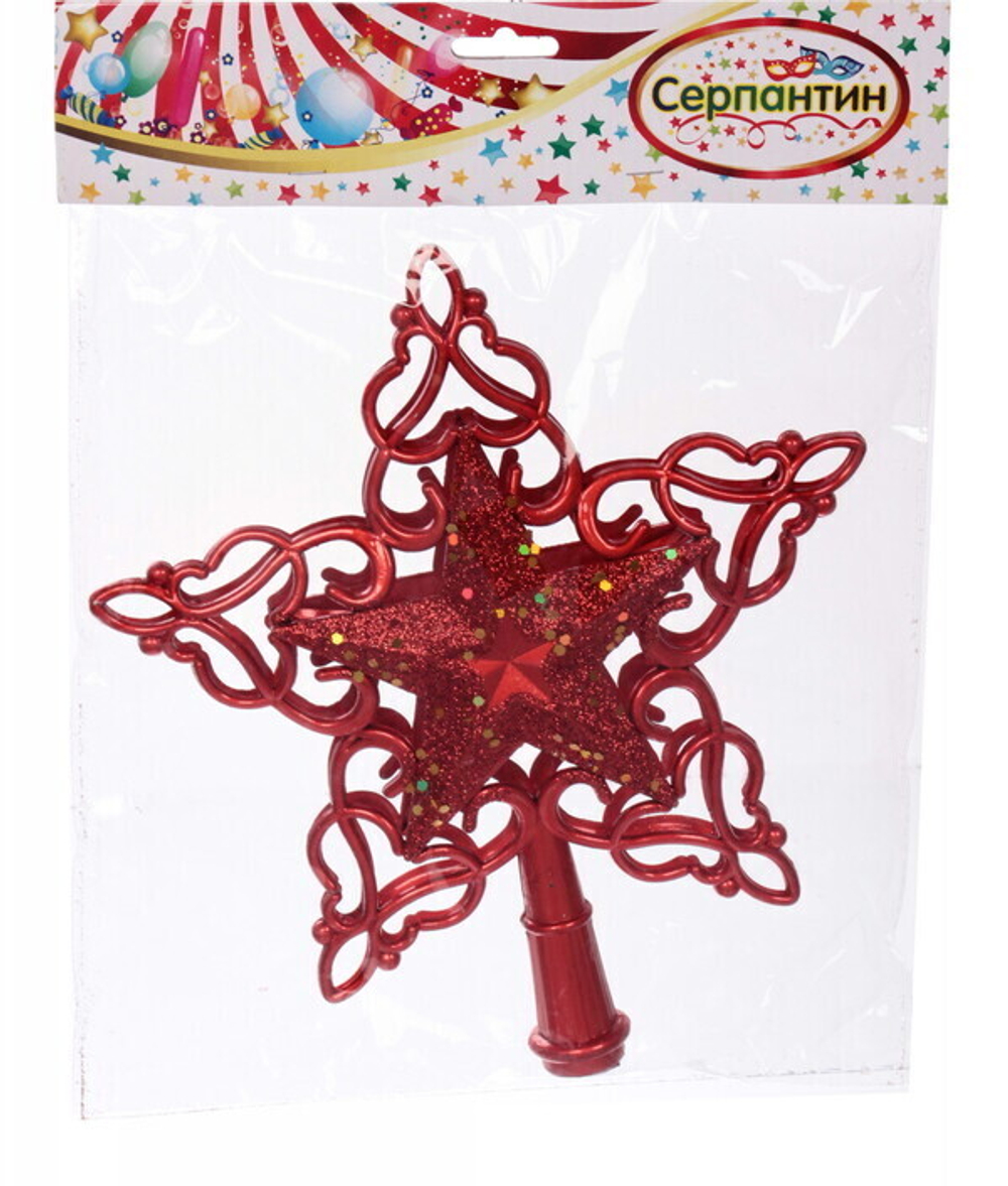 Звезда на ёлку «Кружево» 20*22 см, Красный