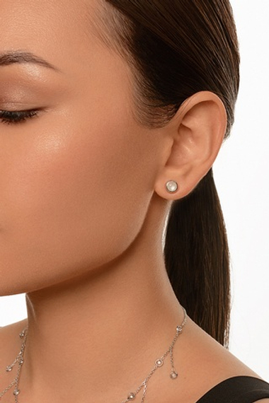 Серьги-пусеты из серебра "Лунный Камень"