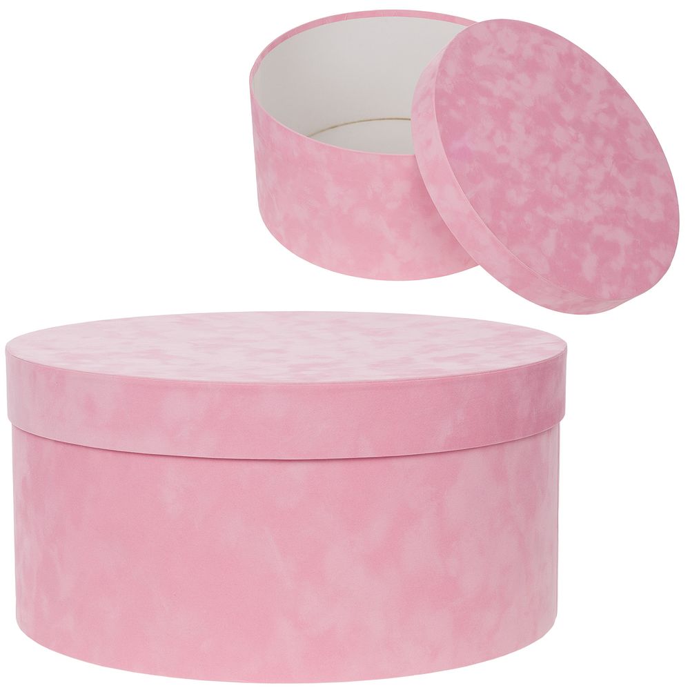 Коробка шляпная (бархат) D40xH20см (Розовый)
