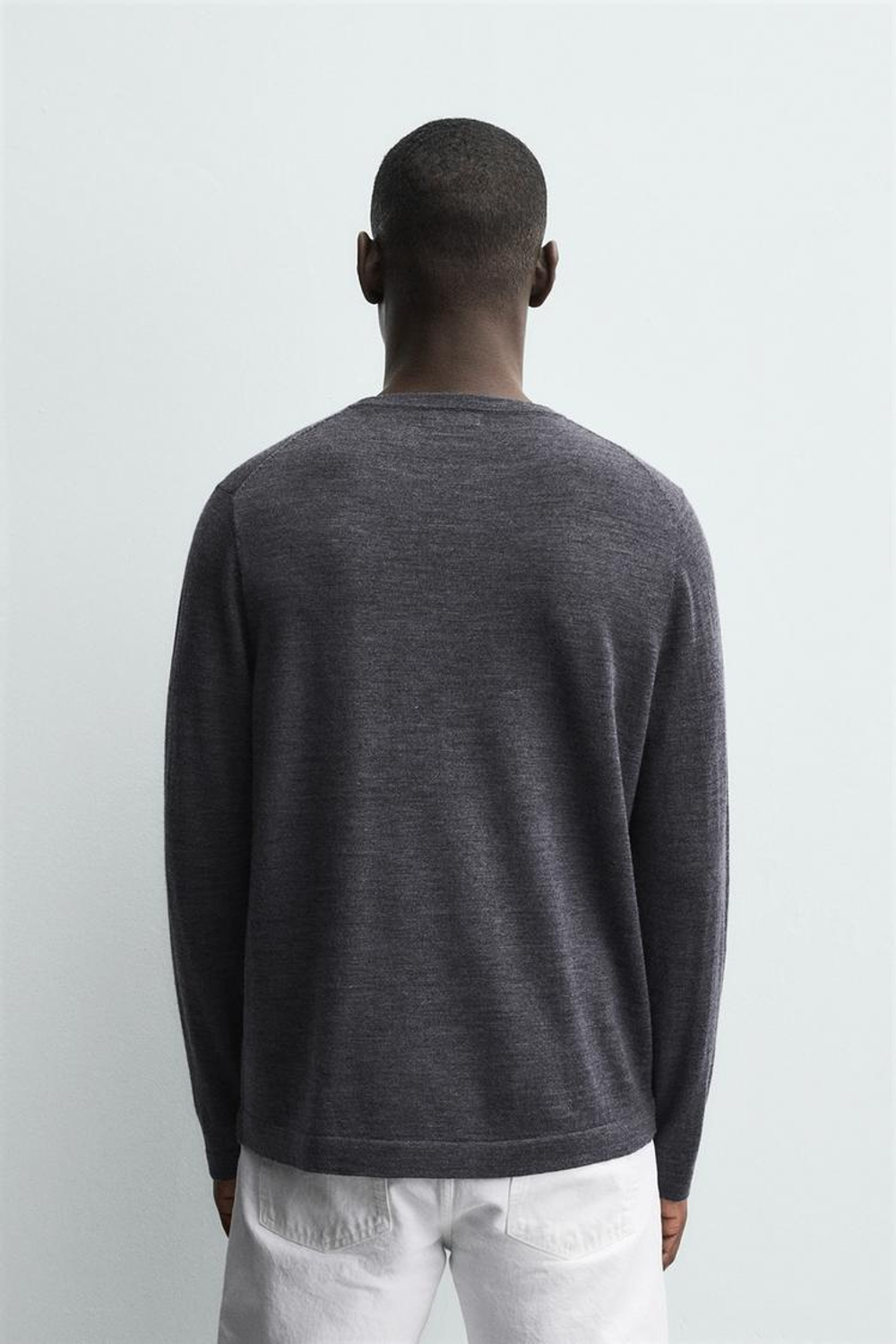 ZARA СВИТЕР ИЗ 100% ШЕРСТИ, АНТРАЦИТОВО-СЕРЫЙ