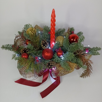 Новогодняя композиция Красная свеча