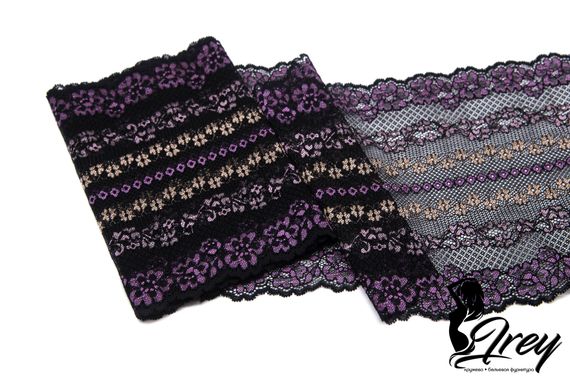 911 Кружево эластичное 23 см, узор VS, Италия, черный