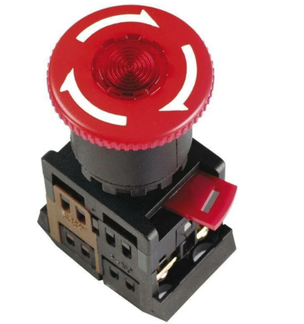 Кнопка с фиксацией ANE 22 Гриб с подсветкой неон 1з+1р 240В красная