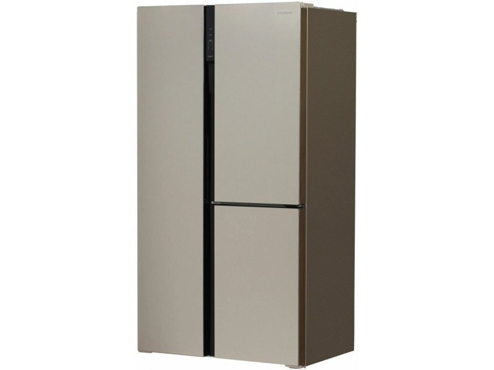 Холодильник трехкамерный Hyundai CS5073FV Total No Frost, Side by Side, инверторный шампань