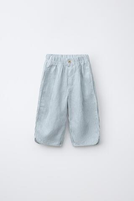 ZARA БРЮКИ ИЗ 100% ЛЬНА В ПОЛОСКУ, ПОЛОСКИ