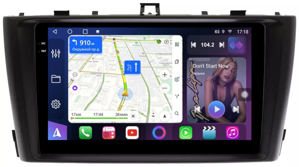 Магнитола для Toyota Avensis T270 2008-2015 (рамка черная) - FarCar BM9-8010B монитор 9.5" QLED на Android 14, TS10, 4+32Гб, CarPlay, 4G SIM-слот