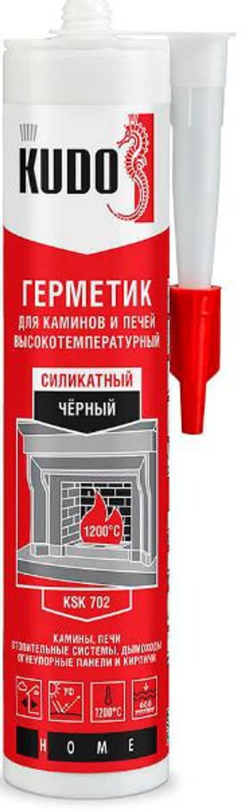 Герметик высокотемпературный, силикатный  черный, 280 мл. KUDO KSK 702,