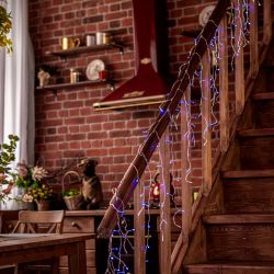 ULD-B12006-195-TTK BLUE-WHITE IP44 Бахрома светодиодная с эффектом мерцания. 12м. Соединяемая. 195 светодиодов. Синий и белый свет. Провод прозрачный. ТМ Uniel