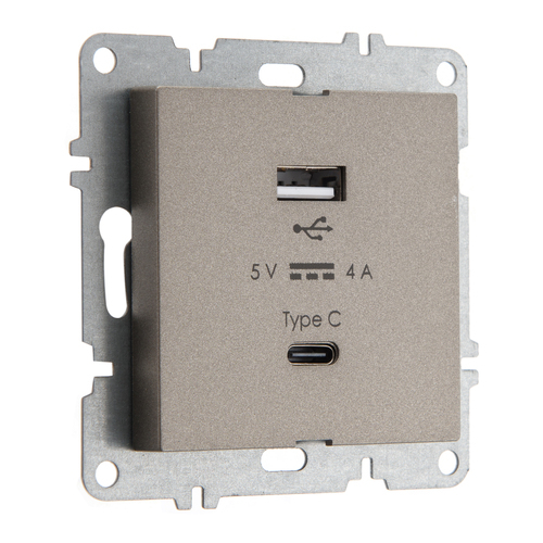 Устройство зарядное USB (A+C) ARVIA Electric, высокоскоростная зарядка, 20В 4.0А, мокко 50062000312