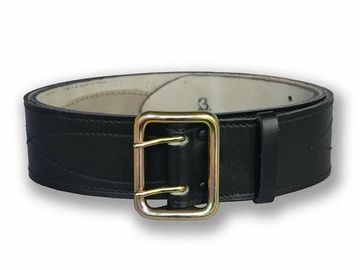 Ремень офиц. кожа (с латунной пряжкой) с юфтевой подкладкой (чёрный)