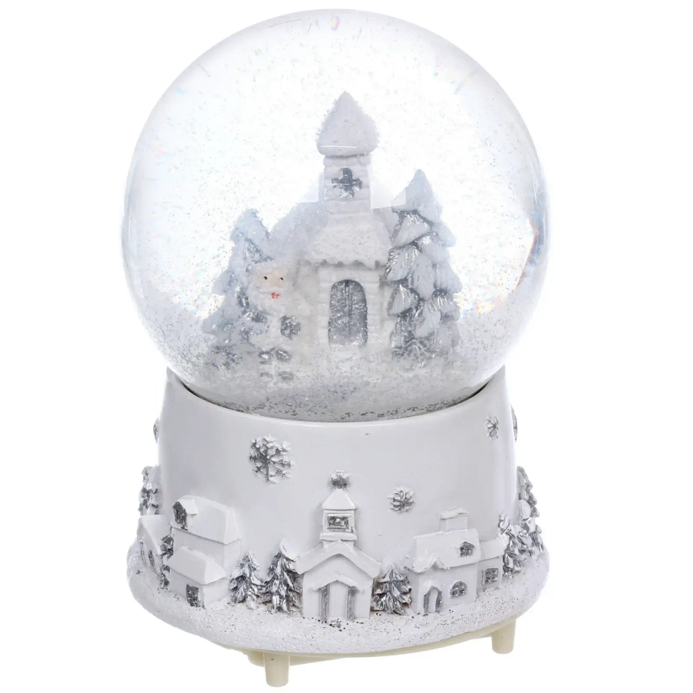 Сувенир Снежный шар «Новогодние пейзажи» 10.5*10.5*15.5 см (падающий снег, подсветка, музыка), микс