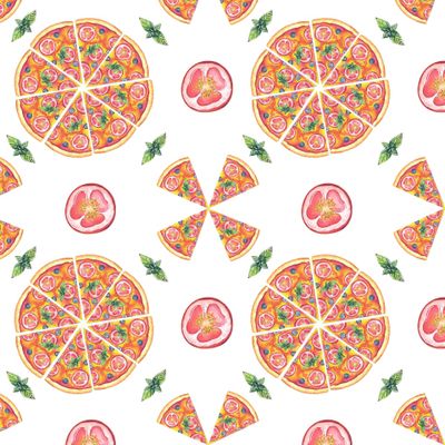 Куски пиццы и помидоры