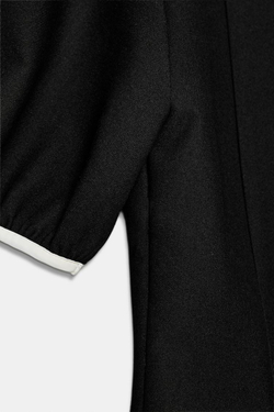ZARA МИНИ-ПЛАТЬЕ С КОНТРАСТНЫМИ БАНТАМИ, ЧЕРНЫЙ