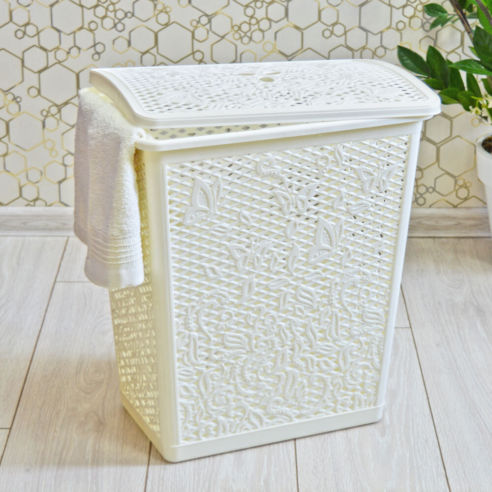 Корзина для белья 35л Fiori, белое облако