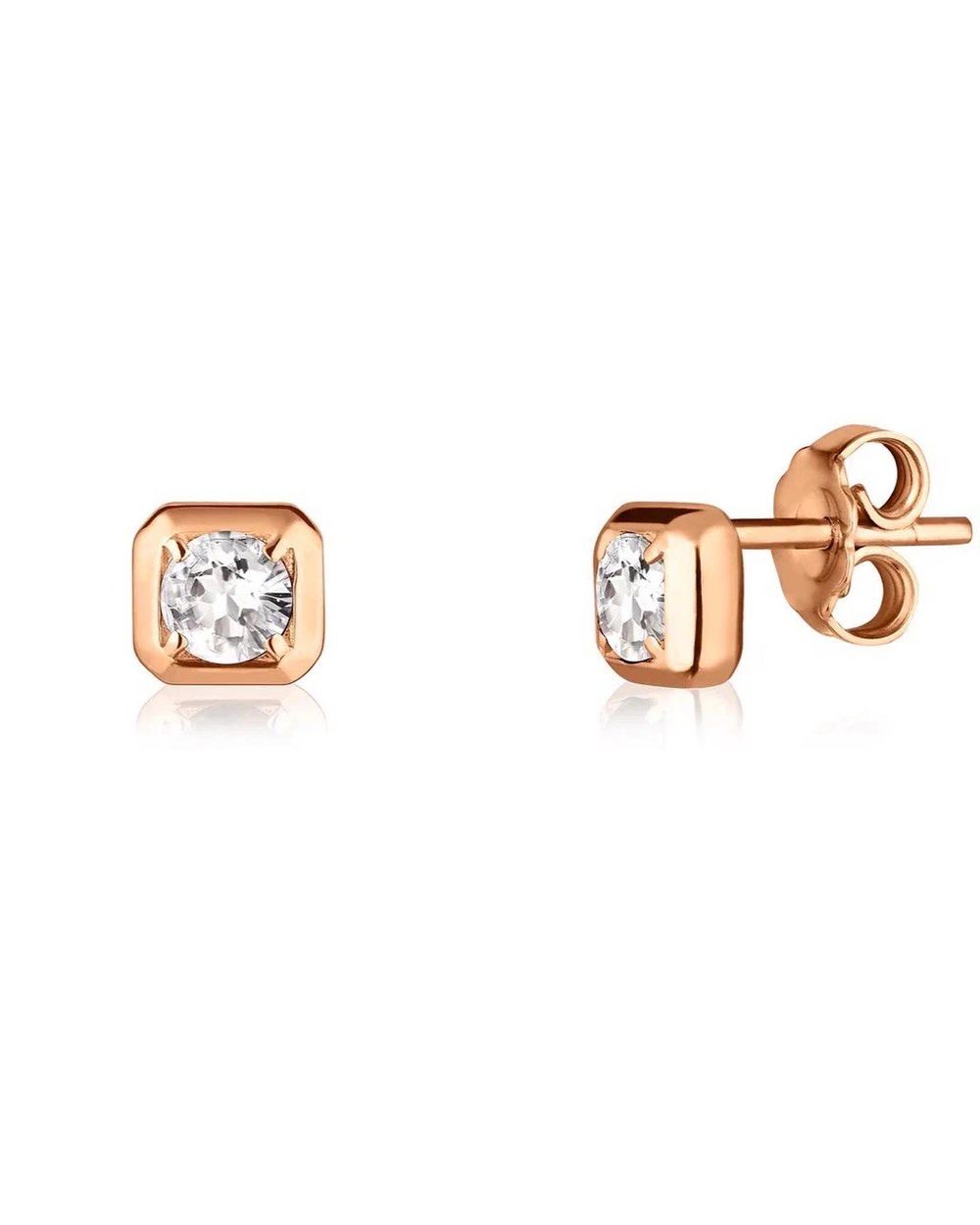 Серьги Crystal Square с горным хрусталем (желтое золото)