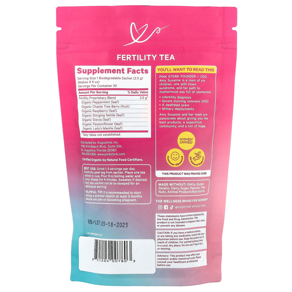 Pink Stork, Fertility Tea, сладкая мята, 15 пакетиков, 37,5 г (1,3 унции)