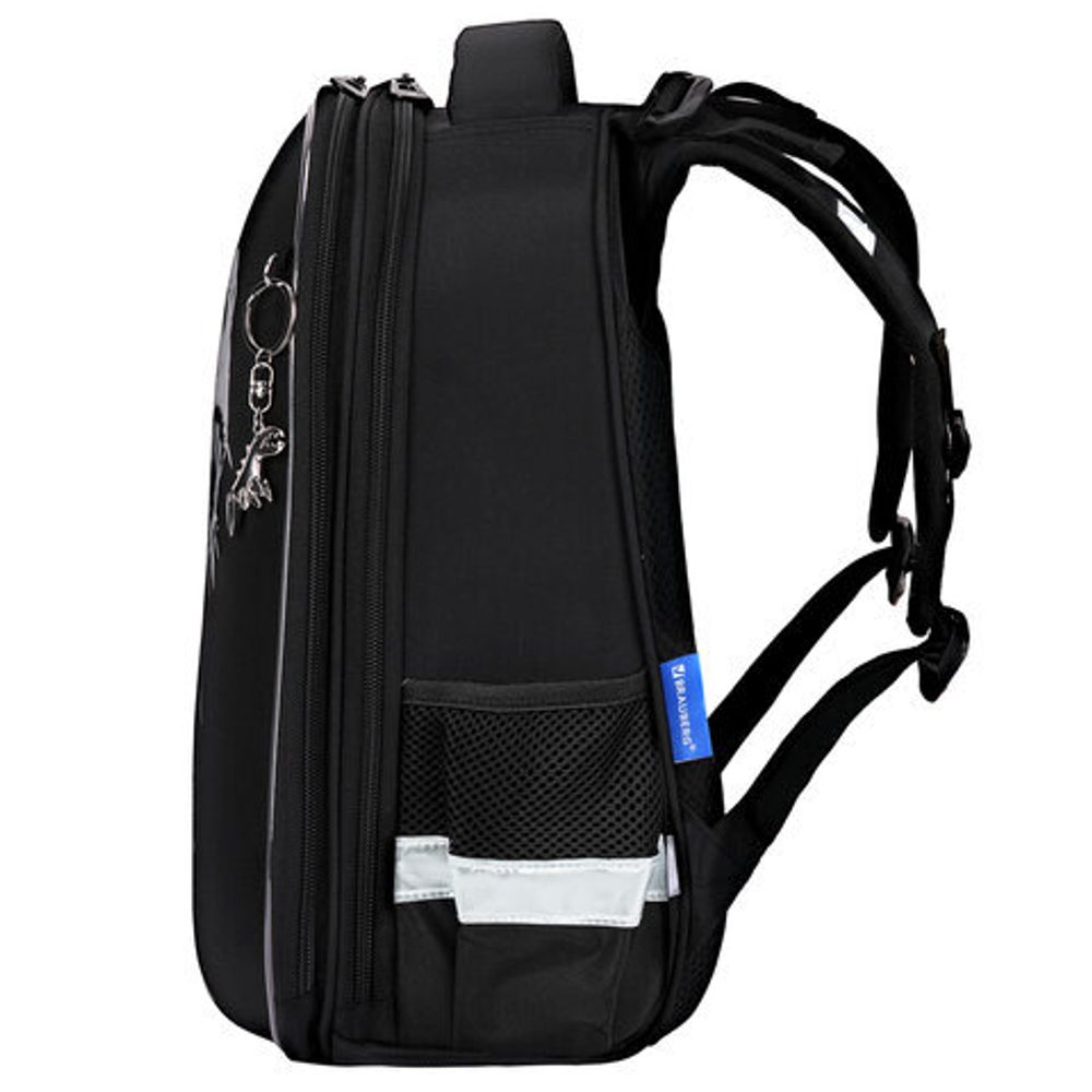 Ранец BRAUBERG SHINY, 2 отделения, с брелком, Scary dino, СВЕТЯЩИЙСЯ РИСУНОК, 38х28х14 см, 273143