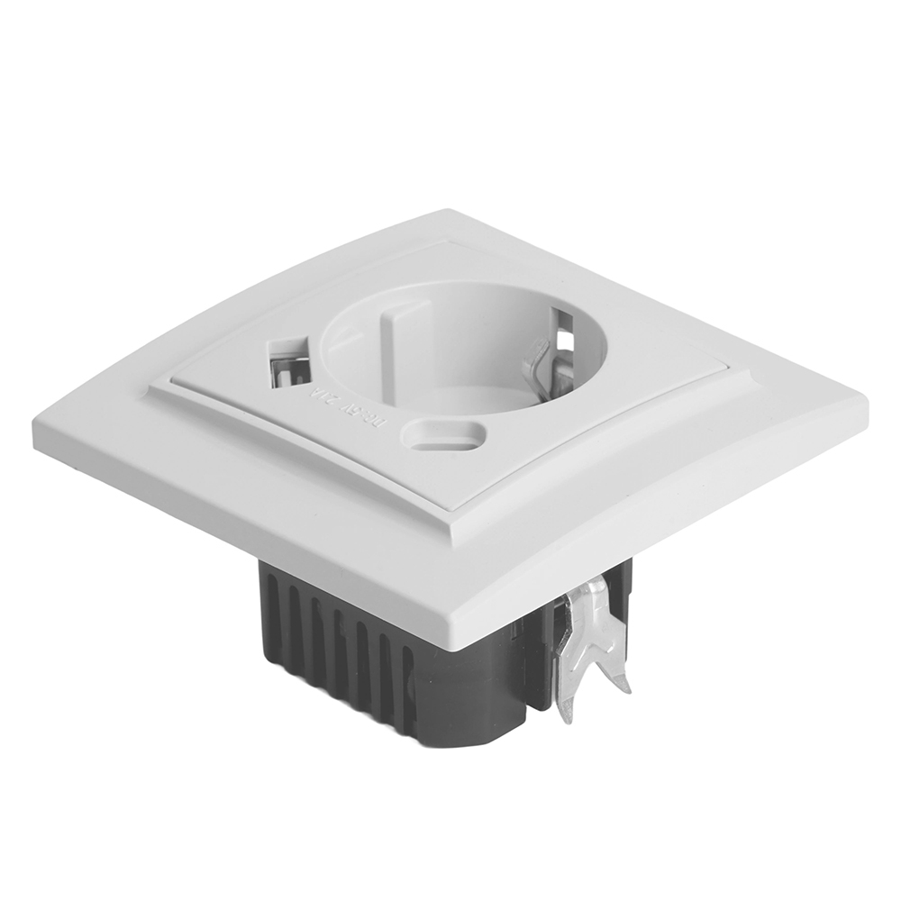 Розетка 1-местная STEKKER, PST16-9016-01, 250В, 2.1А с USB+ type C, серия Эрна, белый 50076