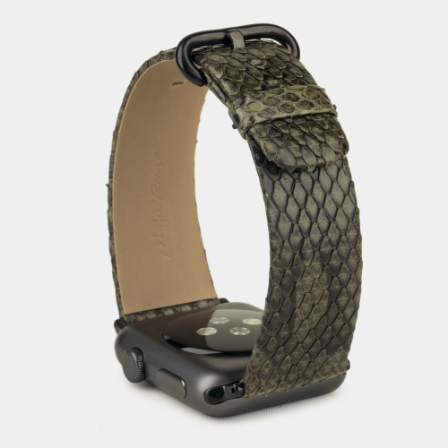 Ремешок для Apple Watch 40/41/42 mm из кожи питона, зеленого цвета