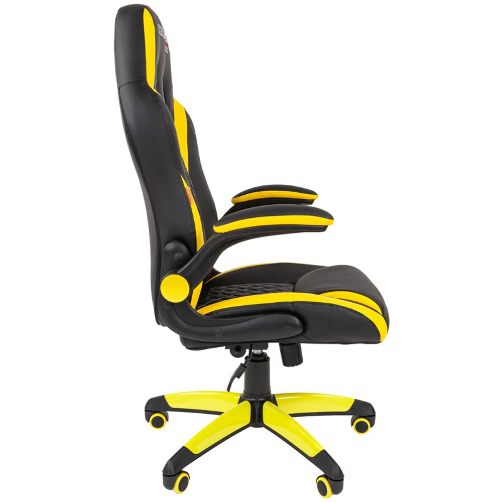 Кресло игровое Chairman "Game 15", экокожа черная/желтая, механизм качания, откидные подлокотники