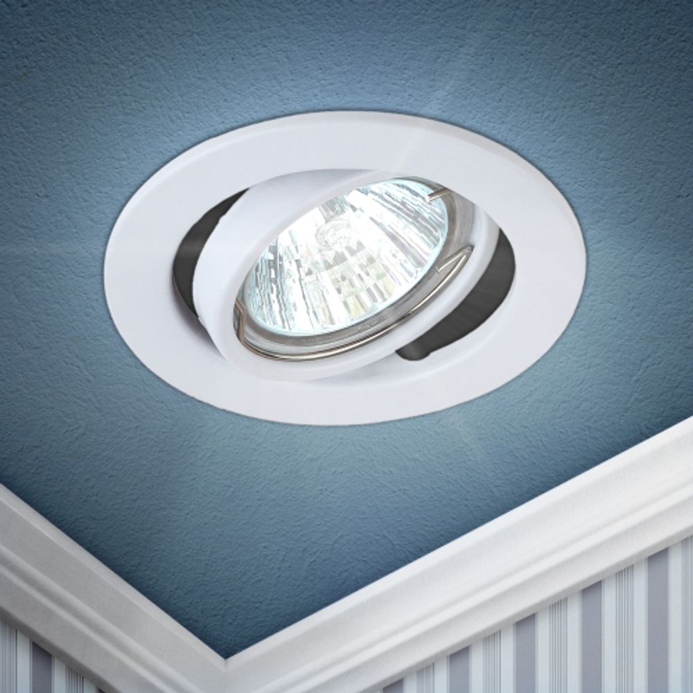 ST2A WH Светильник ЭРА штампованный поворотный MR16,12V/220V, 50W белый | Штампованные встраиваемые светильники