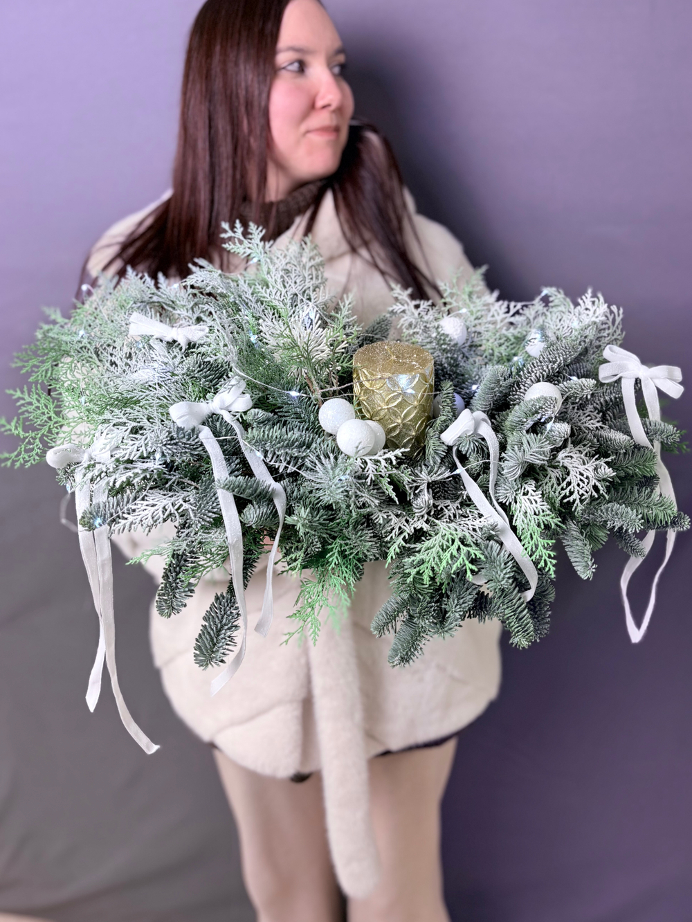 Новогодняя композиция на стол «Снежная зима»