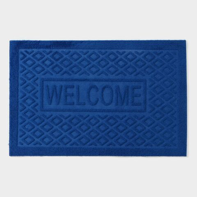 Влаговпитывающий придверный коврик без окантовки Welcome (Цвет: разноцветный)