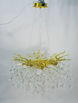 Люстра подвесная Lanbos 98040-600-G4-8 J, 8 ламп Е14, 480 Вт, до 20 кв м, золото