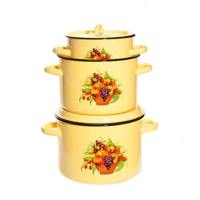 Набор эмалированной посуды 6 пр, кастрюли 1.5,2.9,4.5 л, СтальЭмаль, Урожай, 1с33