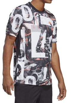 Футболка мужская теннисная Adidas Spring Club Graphic Tee - white/black/corfus