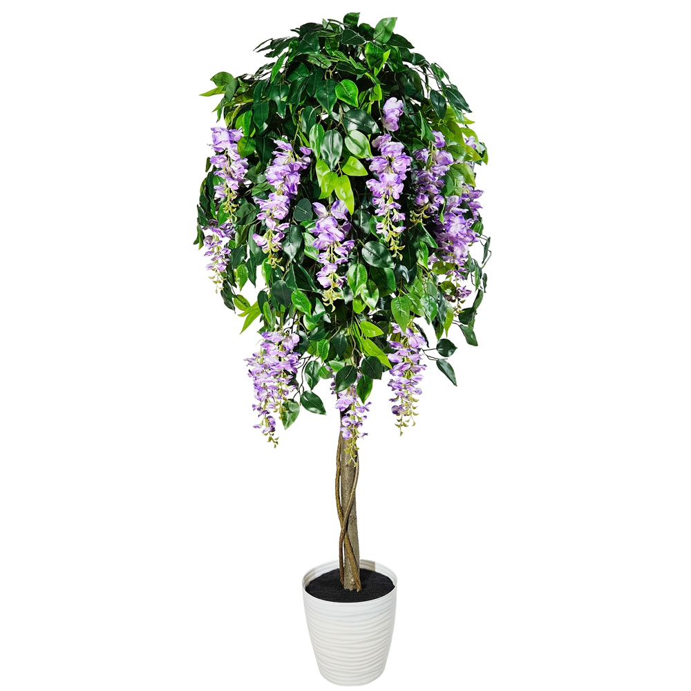 Искусственное дерево Акация бело-фиолетовая 150 см в кашпо