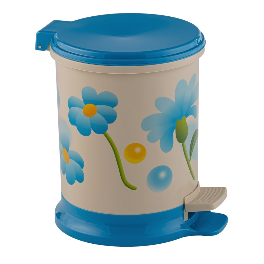 Ведро для мусора с педалью 18л с рисунком "Ромашка", устойчивое