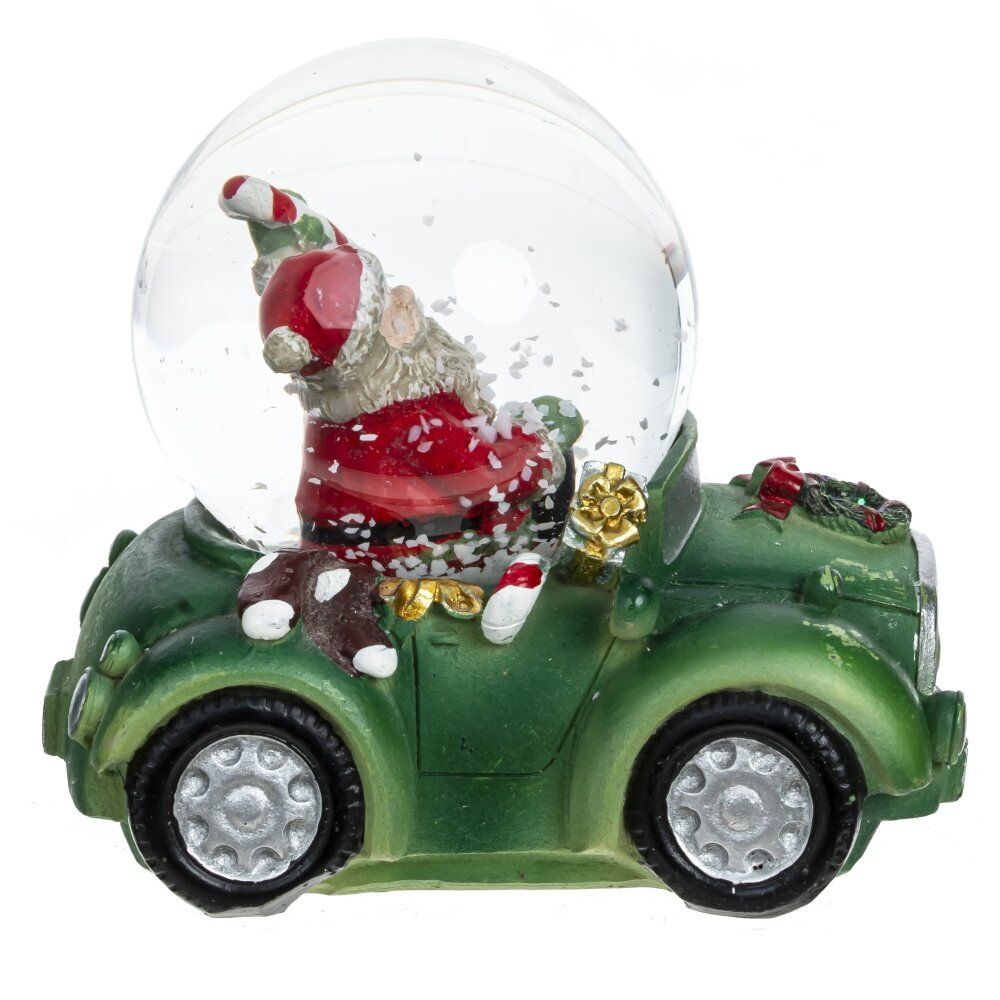 GAEM Фигурка декор в стекл шаре "Дед Мороз на машине", D 4.5 см, L7,5 W5 H7 см