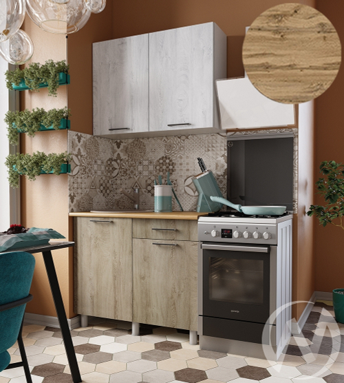 Кухня Одри 1.0м (корпус белый/дуб остин серый; дуб остин бежевый) 26мм дуб вотан